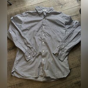 J. Crew Men's Black and White Vertical Stripe Dress Shirt